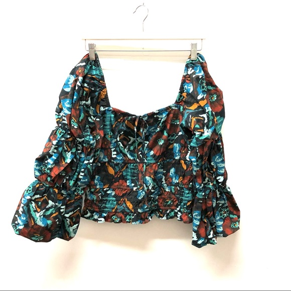 Porridge Tiered Poplin Blouse Floral Anthropologie Size M - Picture 2 of 9